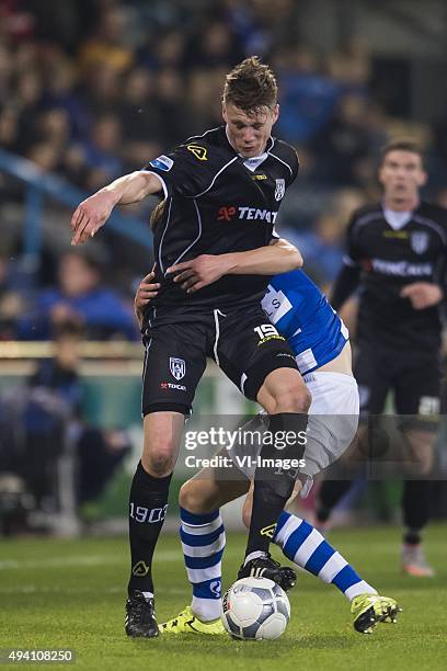 Wout Weghorst of Heracles Almelo, Bart Straalman of De Graafschap during the Dutch Eredivisie match between De Graafschap and Heracles Almelo at the...