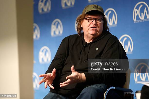 Michael Moore speaks during the PGA Produced By: New York Conference at Time Warner Center on October 24, 2015 in New York City.