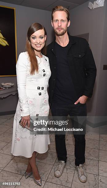 Honoree Olivia Wilde and Alexander Skarsgard attend the opening night screening of "Suffragette" during 18th Annual Savannah Film Festival Presented...