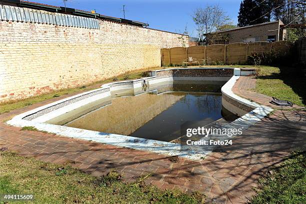 General view of the swimming pool where a father tried to drown his son after beating him up on May 27, 2014 in Springs, South Africa. A 36-year-old...