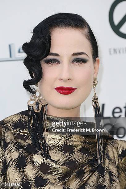 Dita Von Teese attends the 25th annual EMA Awards presented by Toyota and Lexus and hosted by the Environmental Media Association at Warner Bros....