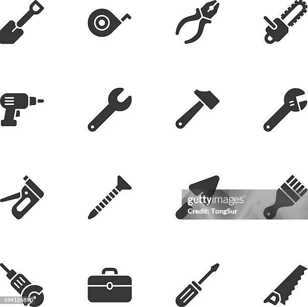 bildbanksillustrationer, clip art samt tecknat material och ikoner med tools icons - regular - motorsåg