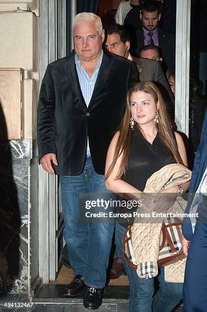 President of Panama Ricardo Martinelli is seen leaving the restaurant 'Ten Con Ten' on May 27, 2014 in Madrid, Spain.