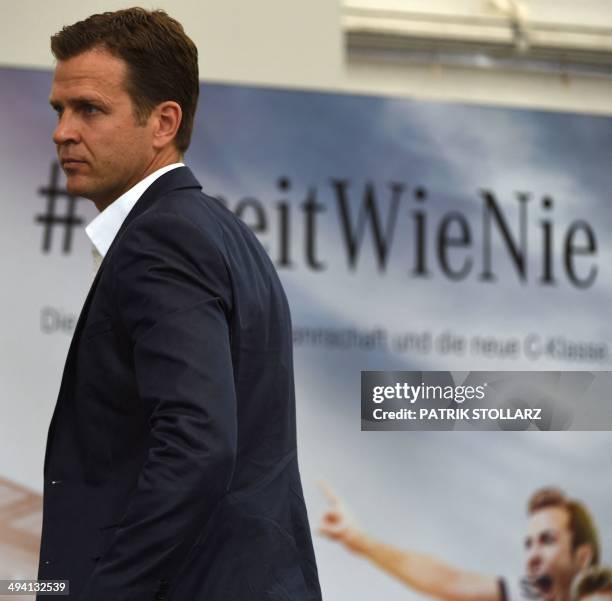 Germany´s manager Oliver Bierhoff attends a press conference of the German national football team on a training ground in San Martino in Passiria,...