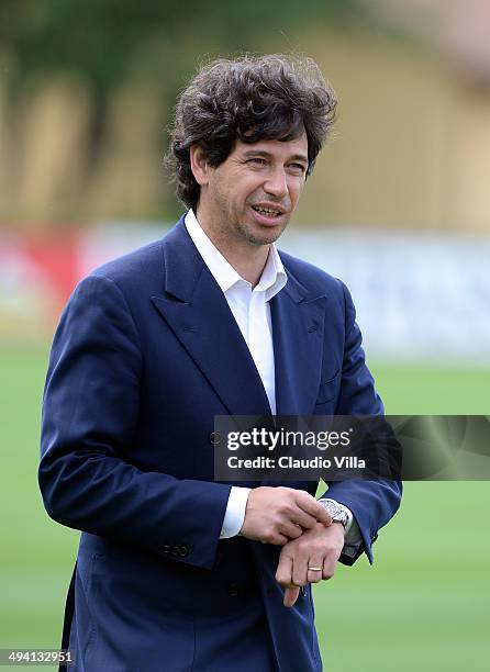 Vice President FIGC Demetrio Albertini attends a training session at Coverciano on May 28, 2014 in Florence, Italy.