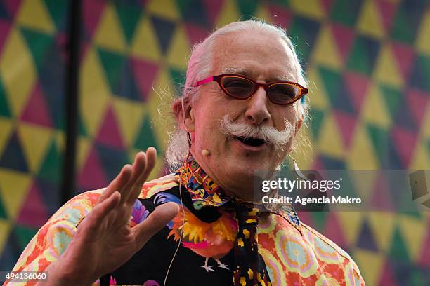 The American physician, social activist, clown, and author Hunter Doherty "Patch " Adams attends a conference as part of the International Festival...