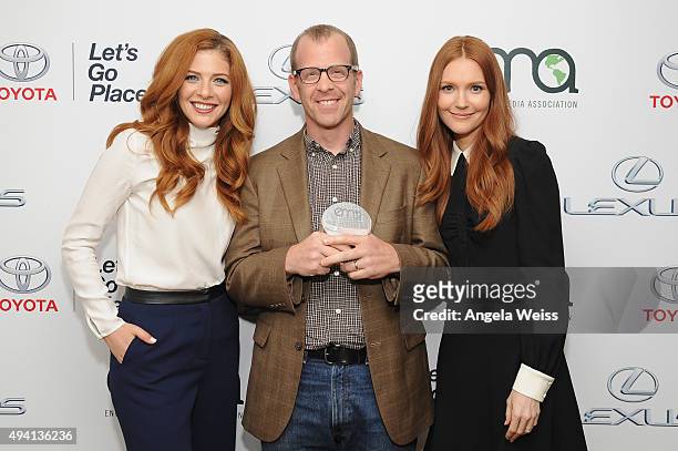 Actress Rachelle Lefevre, winner of the Television Episodic Drama Award for 'Newsroom', excecutive producer Paul Lieberstein and actress Darby...