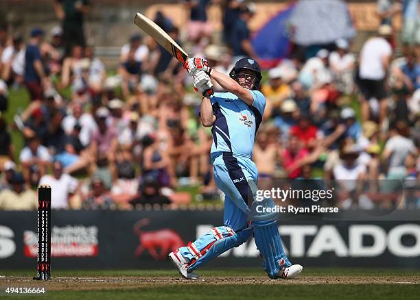 Nic Maddinson of the Blues bats during the Matador BBQs One Day Cup final match between New South Wales and South Australia at North Sydney Oval on...