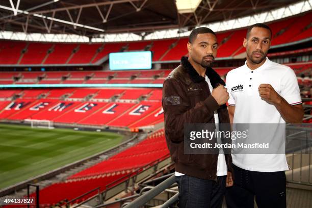 James DeGale and Brandon Gonzales go head to head during a press conference to announce the upcoming Final Eliminator for the IBF Super Middleweight...