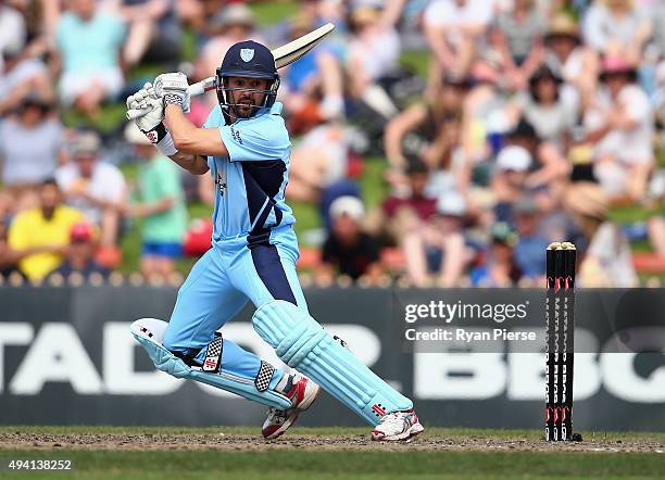 Ed Cowan of the Blues bats during the Matador BBQs One Day Cup final match between New South Wales and South Australia at North Sydney Oval on...