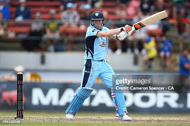 Blues captain Steve Smith bats during the Matador BBQs One Day Cup final match between New South Wales and South Australia at North Sydney Oval on...