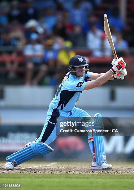 Blues captain Steve Smith bats during the Matador BBQs One Day Cup final match between New South Wales and South Australia at North Sydney Oval on...