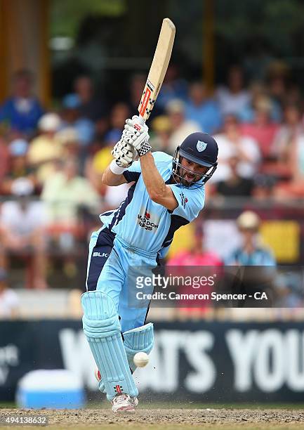 Ed Cowan of the Blues bats during the Matador BBQs One Day Cup final match between New South Wales and South Australia at North Sydney Oval on...
