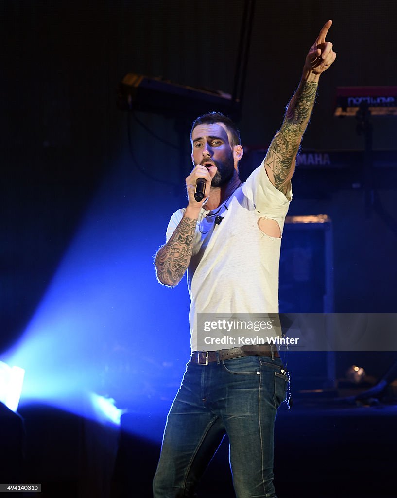 Recording artist Adam Levine of Maroon 5 performs onstage during CBS ...