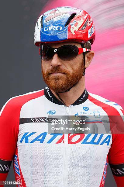 Luca Paolini of Italy and team Katusha signs on for the seventeenth stage of the 2014 Giro d'Italia, a 208km stage between Sarnonico and Vittorio...