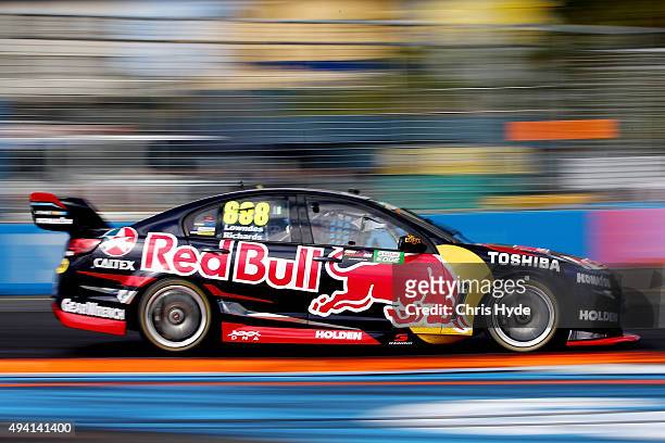 Craig Lowndes drives the Red Bull Racing Holden VF Commodor during Race 27 at the Gold Coast 600, which is part of the V8 Supercars Championship at...