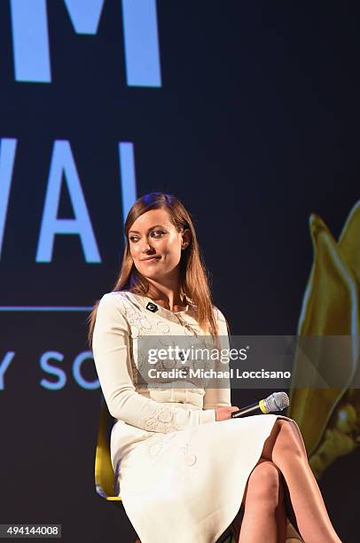 Honoree Olivia Wilde speaks on stage during Q&A for "Meadowland" at Lucas Theatre during Day One of the 18th Annual Savannah Film Festival Presented...
