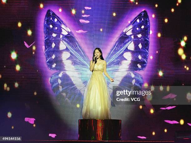 South Korean girl group T-ara perform onstage during a concert at Hefei Sports Center on October 24, 2015 in Hefei, Anhui Province of China.