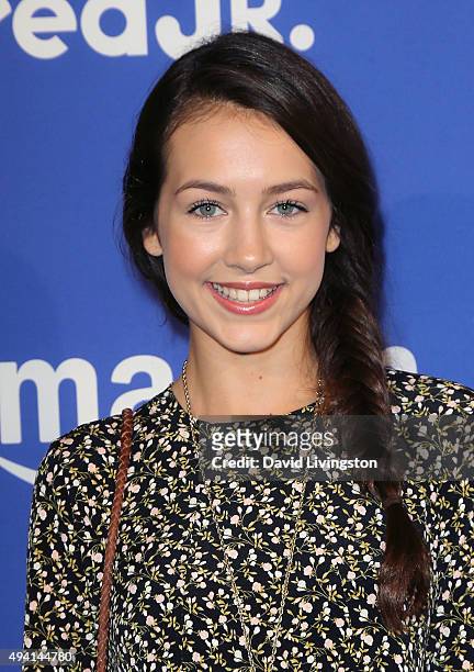 Actress Emma Fuhrmann attends the Just Jared fal attends the Just Jared Fall Fun Day at a private residence on October 24, 2015 in Los Angeles,...
