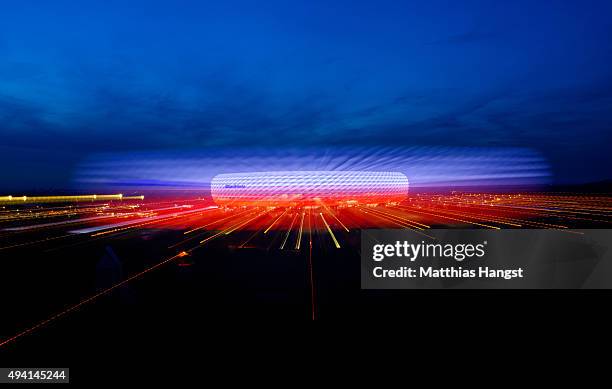 General view of Allianz Arena after the Bundesliga match between FC Bayern Muenchen and 1. FC Koeln at Allianz Arena on October 24, 2015 in Munich,...