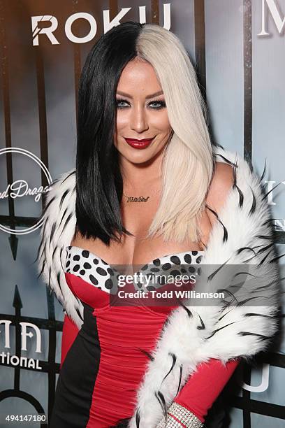 Singer Aubrey O'Day attends the Maxim Halloween Party Presented By Karma International on October 24, 2015 in Los Angeles, California.