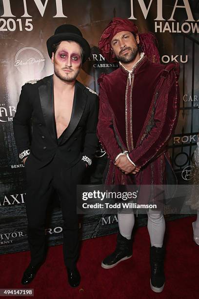 Professional dancers Valentin and Maksim Chmerkovskiy attends the Maxim Halloween Party Presented By Karma International on October 24, 2015 in Los...