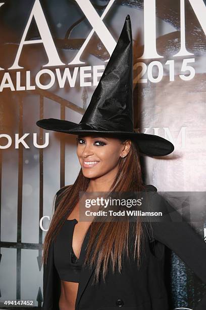 Actress Claudia Jordan attends the Maxim Halloween Party Presented By Karma International on October 24, 2015 in Los Angeles, California.