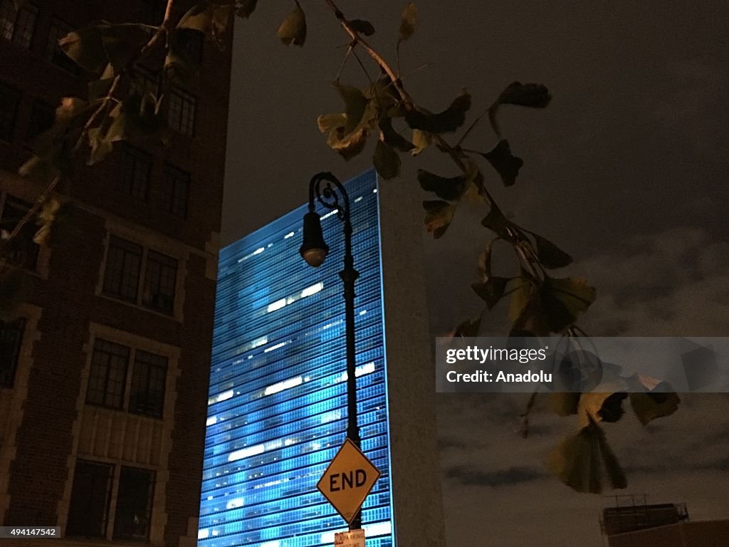 Empire State lights up in UN blue