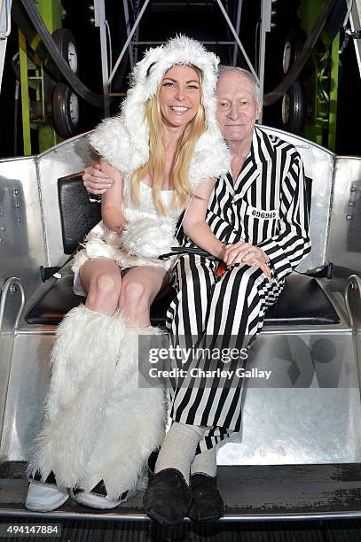 Model Crystal Hefner and Hugh Hefner attend the annual Halloween Party, hosted by Playboy and Hugh Hefner, at the Playboy Mansion on October 24, 2015...