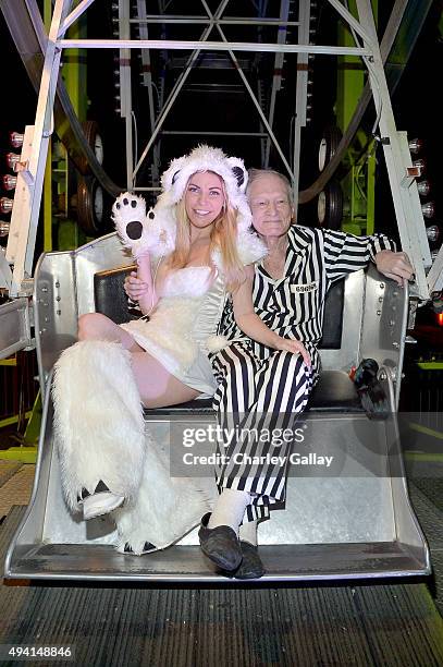 Model Crystal Hefner and Hugh Hefner attend the annual Halloween Party, hosted by Playboy and Hugh Hefner, at the Playboy Mansion on October 24, 2015...