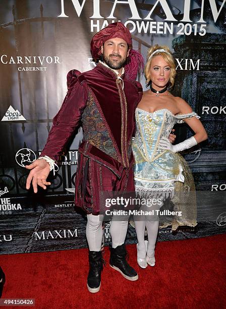 Dancers Maksim Chmerkovskiy and Peta Murgatroyd attend The Official MAXIM Halloween Party produced by Karma International on October 24, 2015 in...