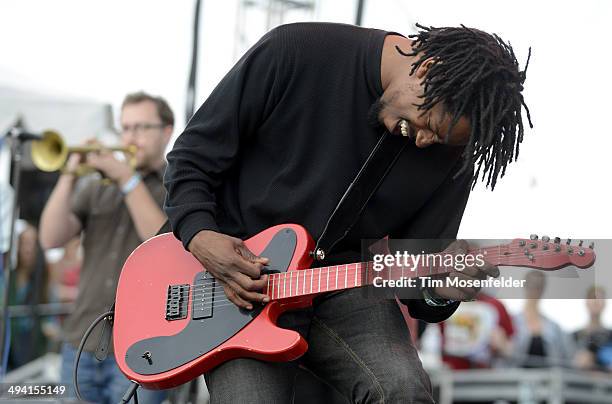 Joe Lewis of Black Joe Lewis & the Honeybears performs during the Saquatch! Music Festival at the Gorge Amphitheater on May 25, 2014 in George,...