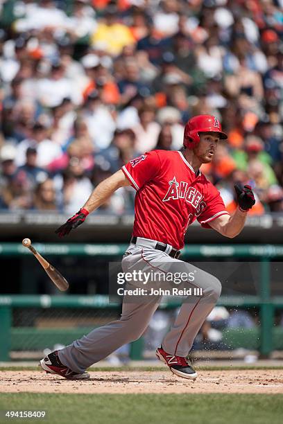 Brennan Boesch of the Los Angeles Angels of Anaheim bats during the game against the Detroit Tigers at Comerica Park on Sunday, April 20, 2014 in...