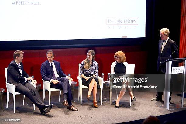 Hugh Evans, Hunter Biden, Lauren Bush Lauren, Vicki Escarra and Dr. Bob Arnot speak at the T&C Philanthropy Summit with screening of "Generosity Of...