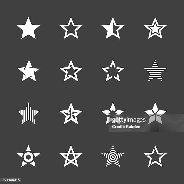 star shape icons - white series - pentagram stock illustrations