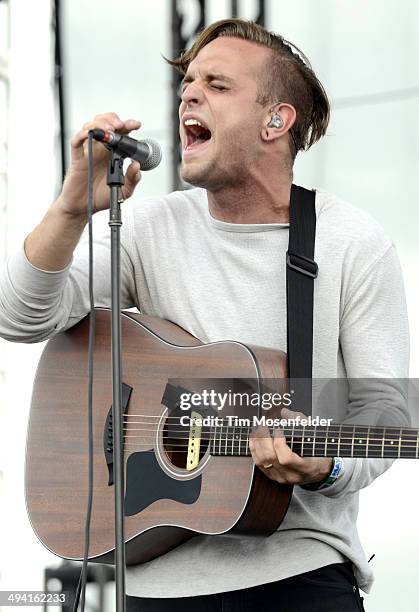 Landon Jacobs of Sir Sly performs during the Saquatch! Music Festival at the Gorge Amphitheater on May 25, 2014 in George, Washington.