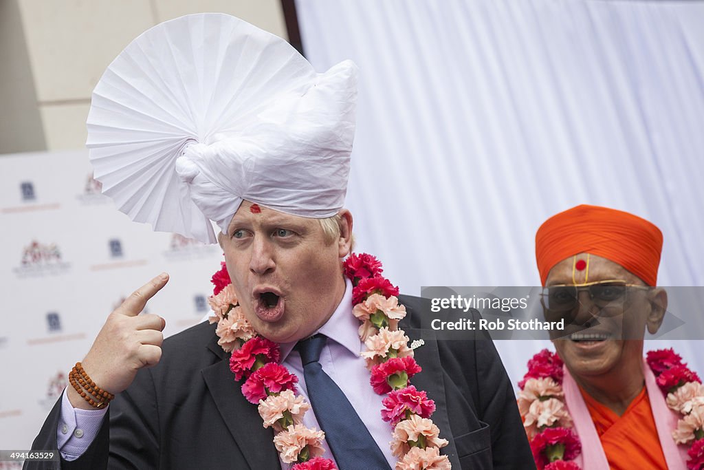 Boris Johnson Visits New Shree Swaminarayan Mandir Hindu Temple Site