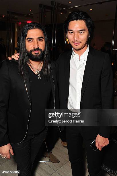 Atif Sharif and Jason Chang attend Flaunt Magazine and Luisaviaroma celebrate the contributors' launch of the CALIFUK issue at Milk Studios on...