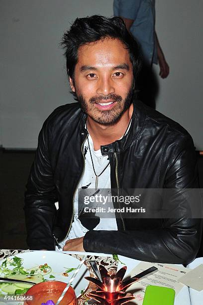 Yutsai attends Flaunt Magazine and Luisaviaroma celebrate the contributors' launch of the CALIFUK issue at Milk Studios on October 24, 2015 in...