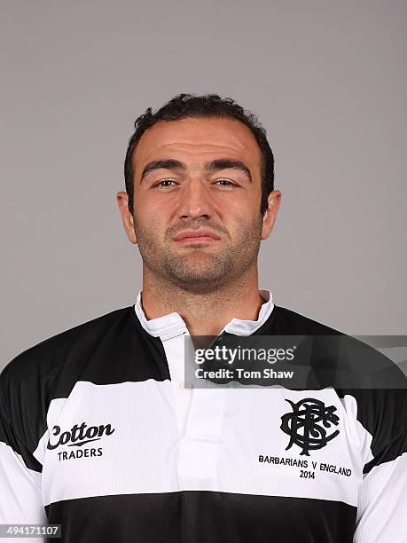 Mamuka Gorgodze of the Barbarians poses for a headshot during the Barbarians Squad Photocall at The Grosvenor House Hotel on May 28, 2014 in London,...