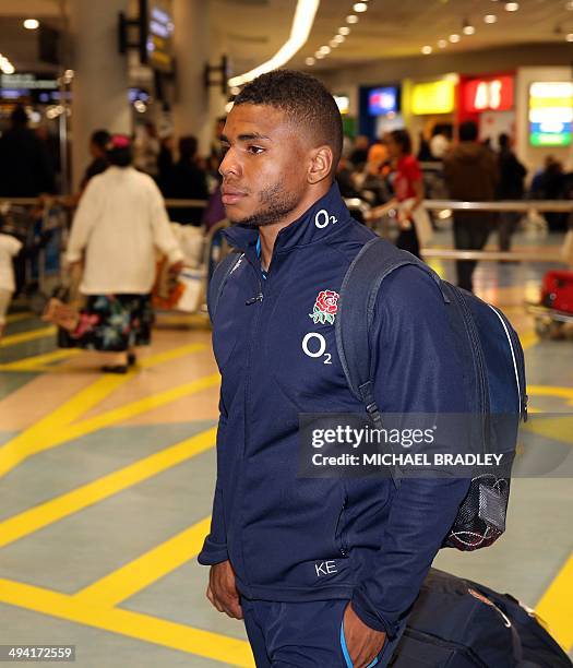 Courtney Lawes from the English rugby team arrives at the Auckland International Airport in Auckland on May 29, 2014. The England Rugby team are in...