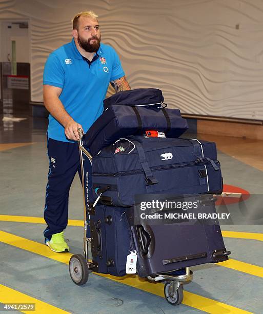 Joe Marler from the English rugby team arrives at the Auckland International Airport in Auckland on May 29, 2014. The England Rugby team are in New...