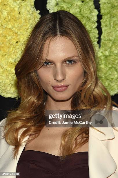 Model Andreja Pejic attend as Teen Vogue and Aerie celebrate Emma Roberts' November Cover at 58 Gansevoort on October 24, 2015 in New York City.