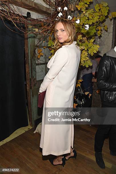 Model Andreja Pejic attend as Teen Vogue and Aerie celebrate Emma Roberts' November Cover at 58 Gansevoort on October 24, 2015 in New York City.