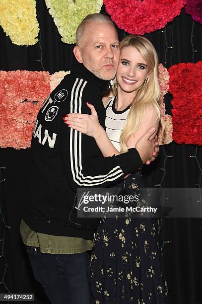 Creator of 'American Horror Story' Ryan Murphy and actress Emma Roberts attend as Teen Vogue and Aerie celebrate Emma Roberts November Cover at 58...