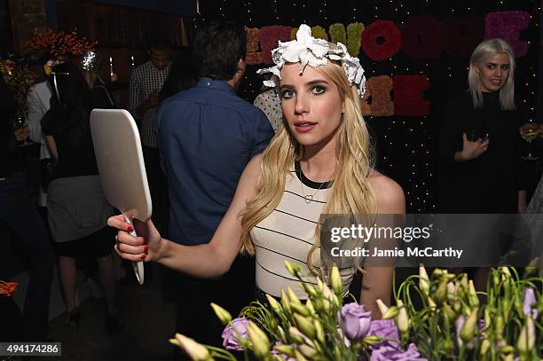 Actress Emma Roberts attends as Teen Vogue and Aerie celebrate Emma Roberts November Cover at 58 Gansevoort on October 24, 2015 in New York City.