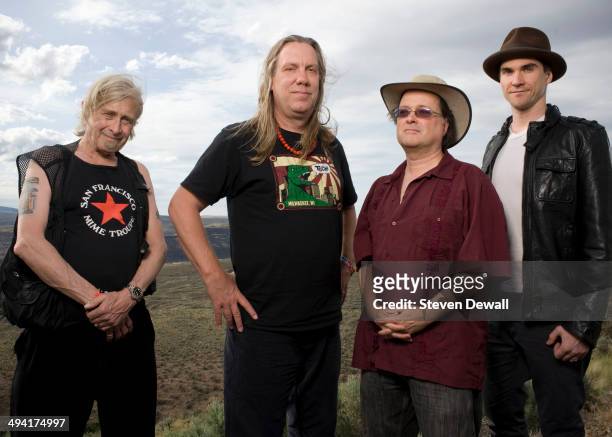 Steve MacKay, Brian Ritchie, Gordon Gano and Brian Viglione of the Violent Femmes pose for a portrait backstage on day 2 of Sasquatch! Music Festival...