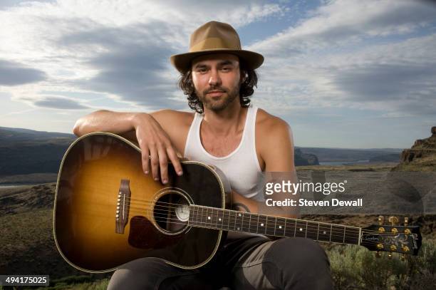Alejandro Rose-Garcia of Shakey Graves poses for a portrait backstage on day 2 of Sasquatch! Music Festival at the Gorge Amphitheater on May 24, 2014...