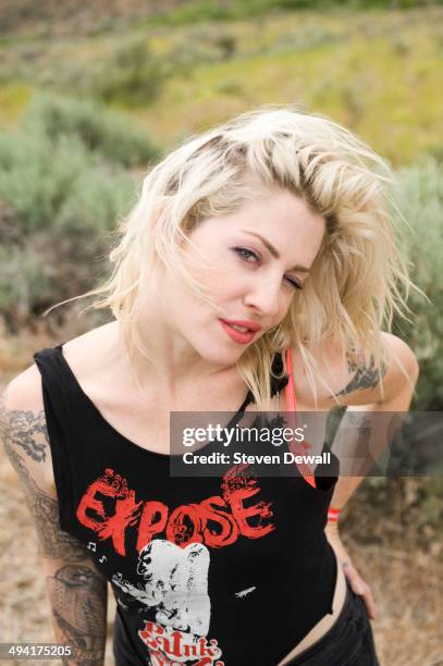 Brody Dalle poses for a portrait backstage on day 3 of Sasquatch! Music Festival at the Gorge Amphitheater on May 25, 2014 in George, United States.
