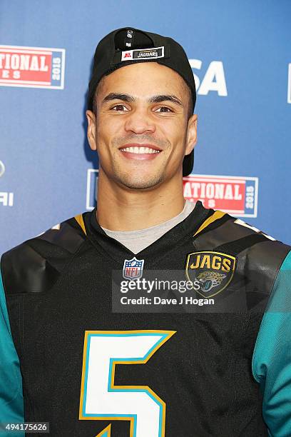 Anthony Ogogo attends the annual NFL International Series as the Jacksonville Jaguars compete against the Buffalo Bills at Wembley Stadium on October...